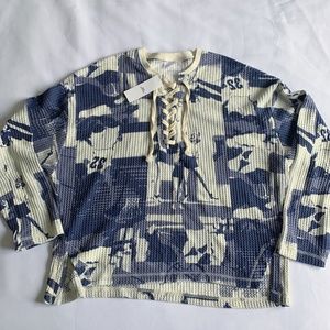 NWT Thermal Long Sleeve Lace-Up Henley with Hood from UO